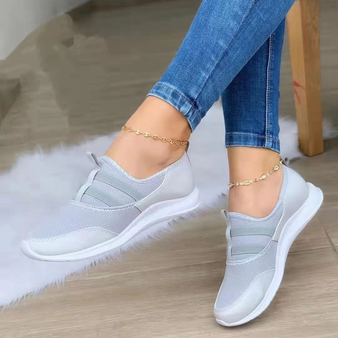 [W-Zapato] Zapatos Informales De Malla Con Plataforma Baja Y Tejido De Mosca