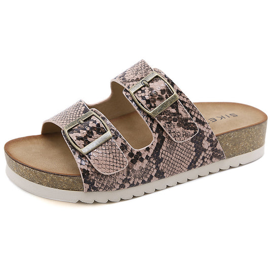 Zapatos De Playa Caseros Antideslizantes Cómodos Con Estampado De Serpiente