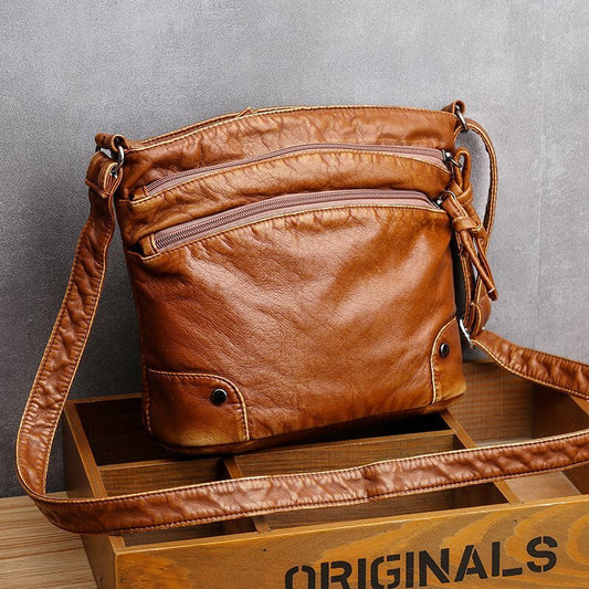 Bolsos De Cuero Suave De Moda Nuevos Bolsos De Mujer Bandolera Bolso De Mensajero De PU De Cuero Lavado Retro