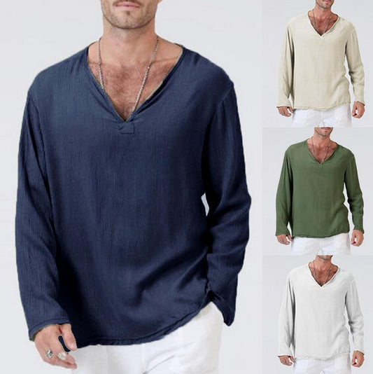 Camiseta Holgada De Lino Con Cuello De Pico