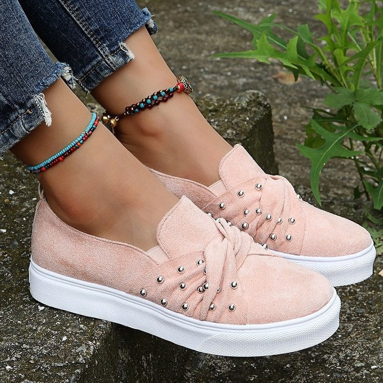 [W-Zapato] 2022 Zapatos Casuales Zapatos Sin Cordones De Encaje Plano Con Diamantes De Imitación