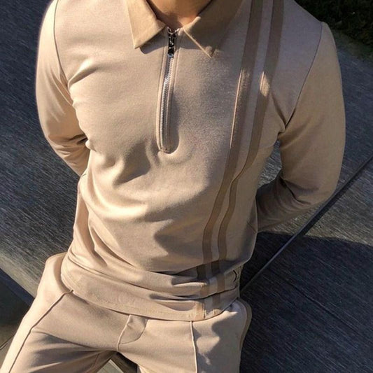 Nuevo Polo A Rayas Con Cremallera De Otoño