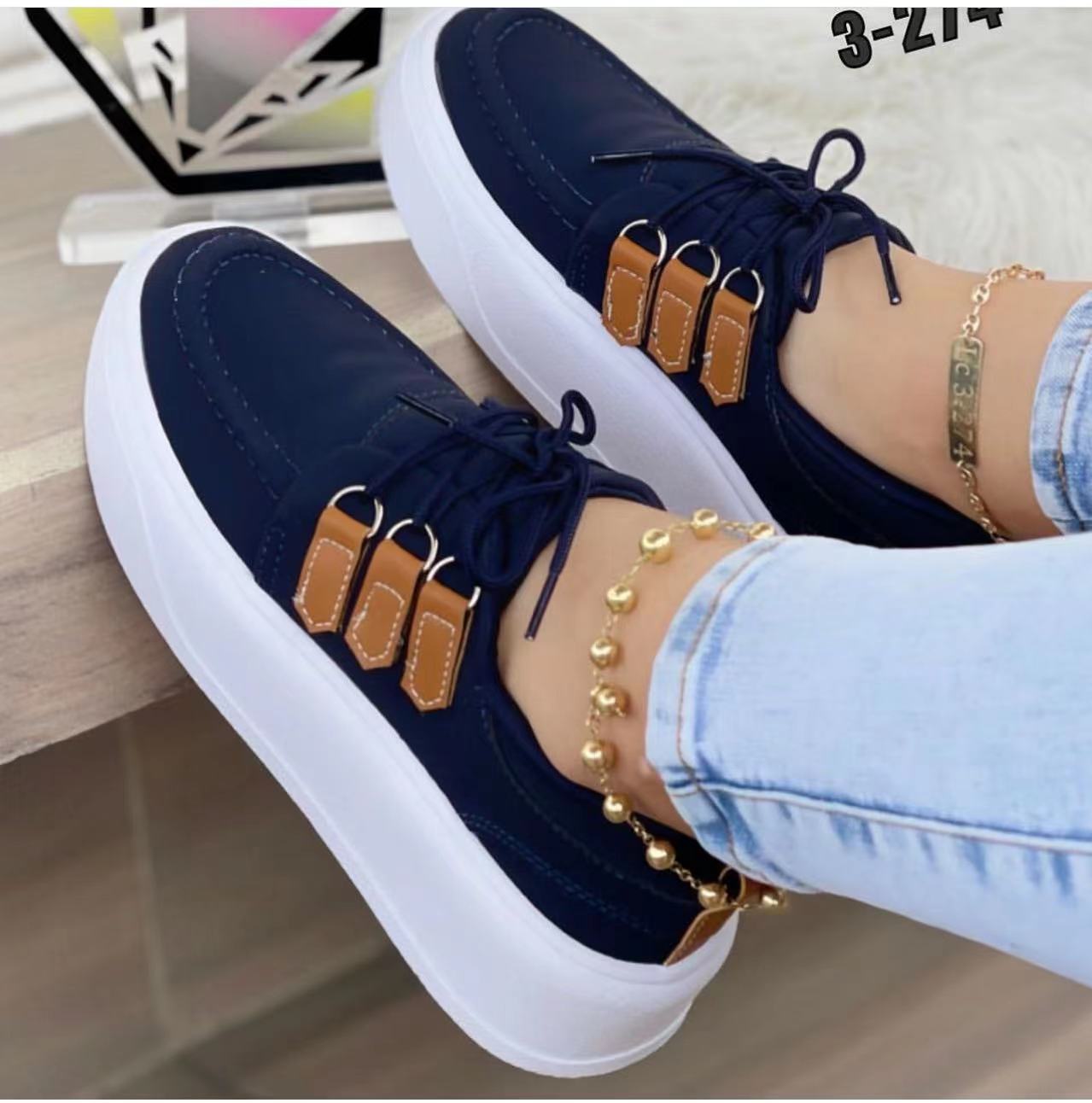 [W-Zapato] Zapatos Individuales Con Tirantes Delanteros De Suela Gruesa Para El Ocio De Primavera