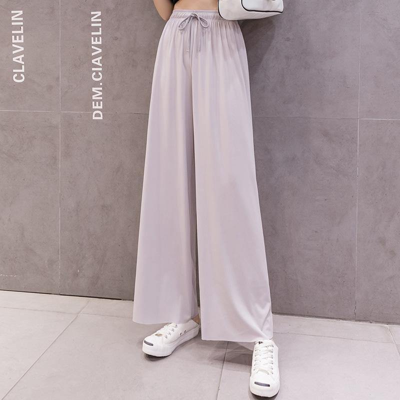 Pantalones holgados de seda helada con drapeado extragrande - MXbueno