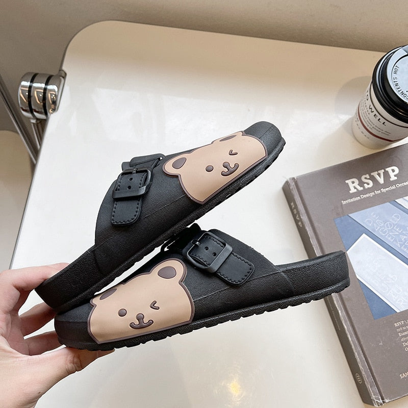 [W-Zapato] 2022 Sandalias Femeninas Antideslizantes, Zapatillas De Playa Para Exteriores, Bonitas Zapatillas De PVC Con Oso