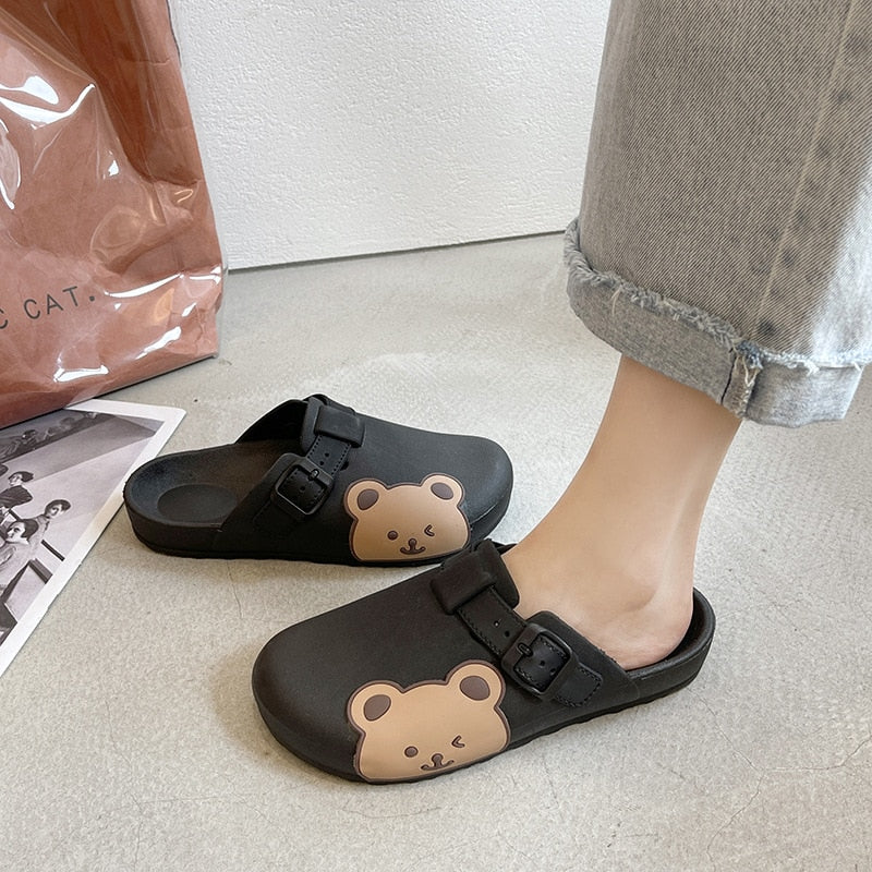[W-Zapato] 2022 Sandalias Femeninas Antideslizantes, Zapatillas De Playa Para Exteriores, Bonitas Zapatillas De PVC Con Oso