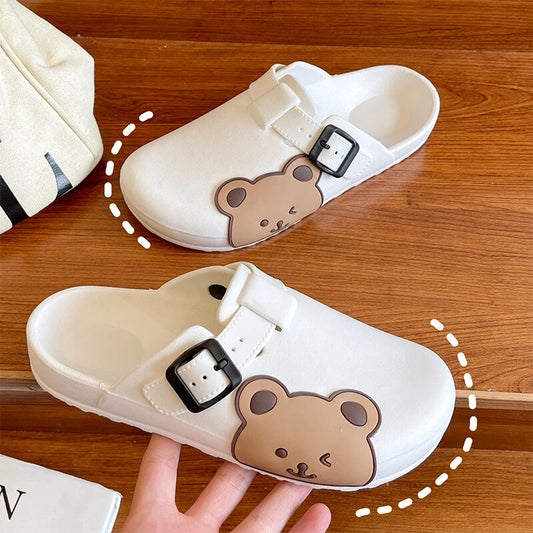 [W-Zapato] 2022 Sandalias Femeninas Antideslizantes, Zapatillas De Playa Para Exteriores, Bonitas Zapatillas De PVC Con Oso