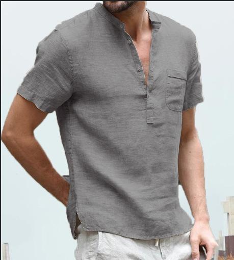 Camiseta de lino de color puro ligera y transpirable