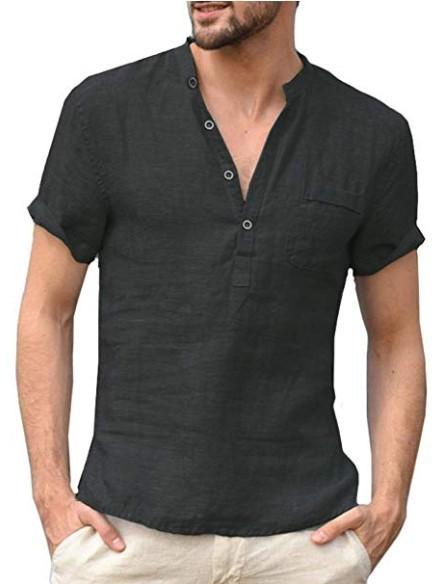 Camiseta de lino de color puro ligera y transpirable