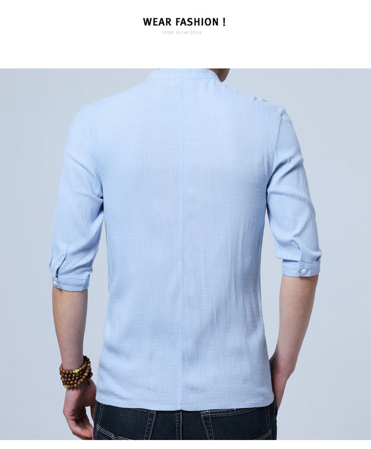 Camisa Fidenzio de lino con el estilo de tradición japón
