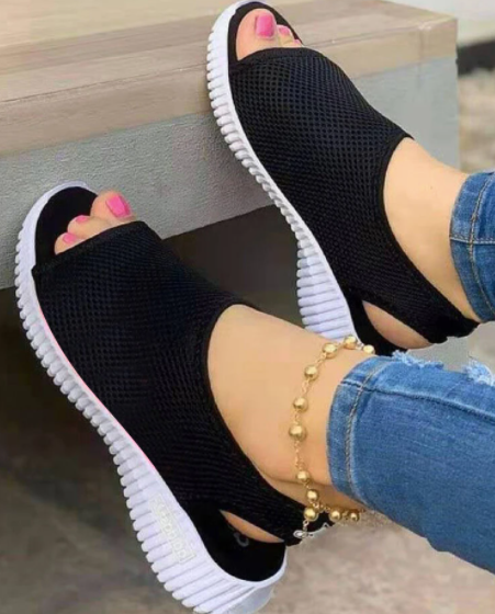 Peep Toe de tejido de punto transpirable Comfy Sandalias - MXbueno