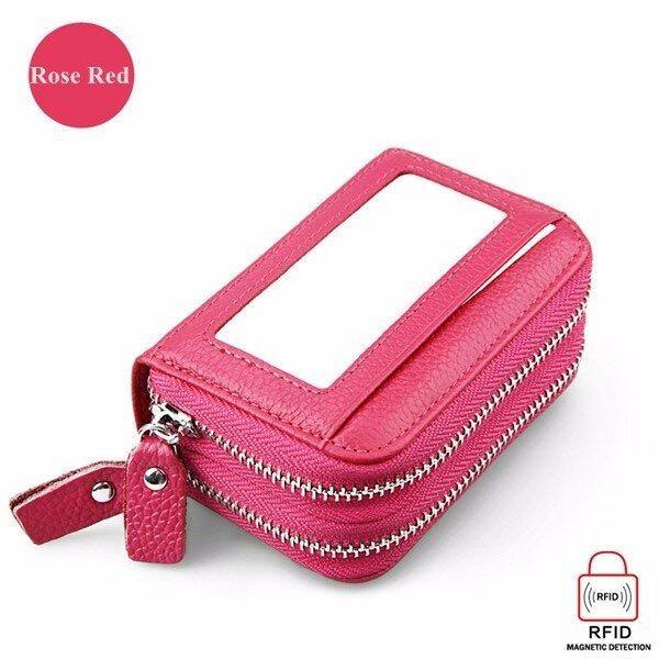 RFID ANTIMAGNETIC GENUINE LEATHER 11 COLORS 11 CARD SLOTS CARD HOLDER PURSE - MXbueno