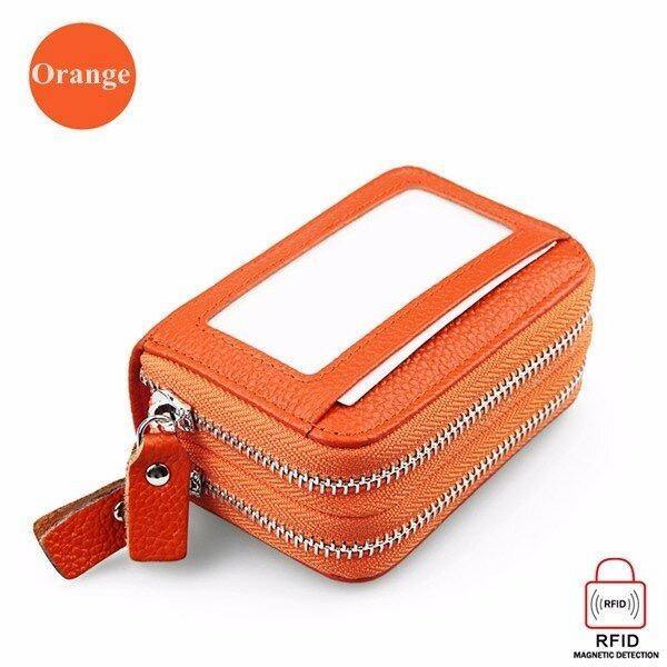 RFID ANTIMAGNETIC GENUINE LEATHER 11 COLORS 11 CARD SLOTS CARD HOLDER PURSE - MXbueno