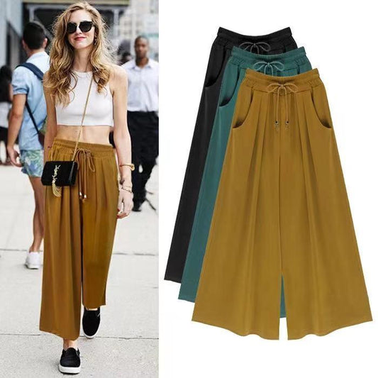 Pantalones cortos de pierna ancha para mujer con talla grande