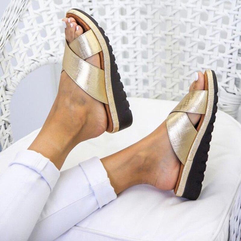 Sandalias de corrección de dedo gordo casuales de dama de plataforma cómoda