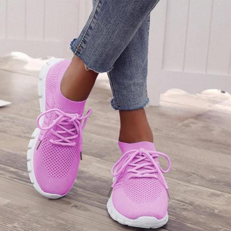 Zapatos para correr femeninos transpirables de malla ligera - MXbueno