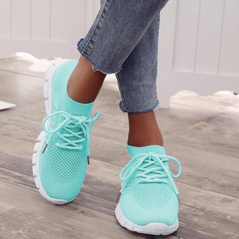 Zapatos para correr femeninos transpirables de malla ligera - MXbueno