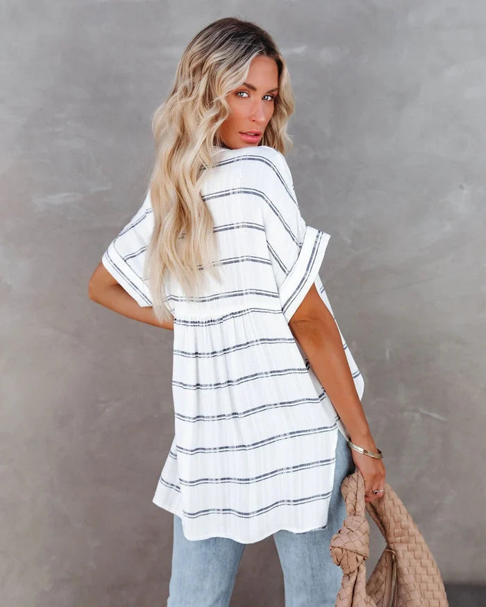 [W-Ropa] 🔥Camiseta De Verano Mujer Escote Pico Transpirable Y Cómoda