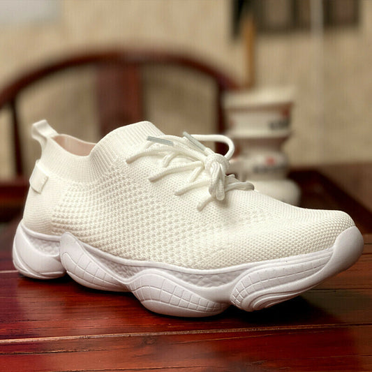 Zapatillas deportivas de malla transpirable con cordones para mujer