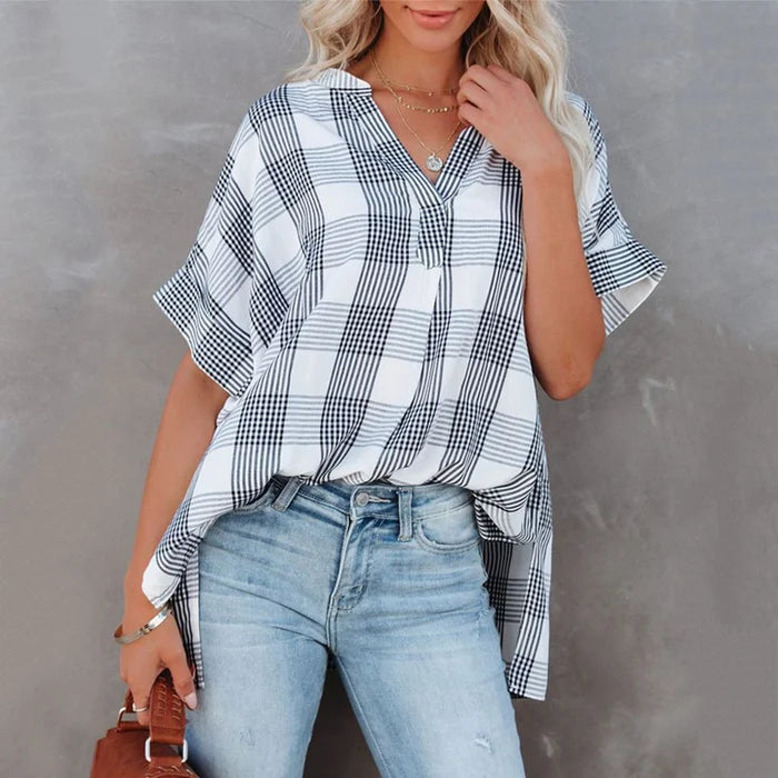 [W-Ropa] 🔥Camiseta De Verano Mujer Escote Pico Transpirable Y Cómoda