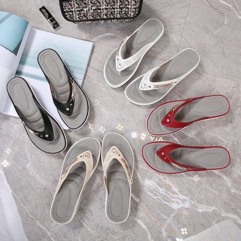 [W-Zapato] Chanclas Con Cojín Suave Para Soporte De Arco Para Mujer, Sandalias Tipo Tanga, Pantuflas