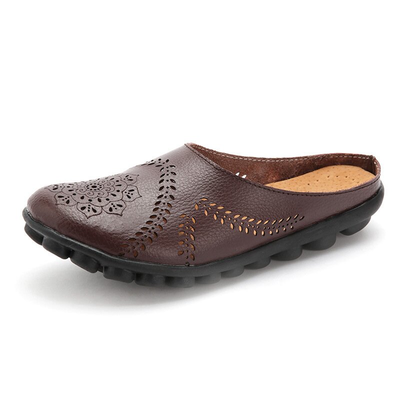 Sandalias De Soporte De Pie De Suela Suave De Cuero De Moda De Otoño