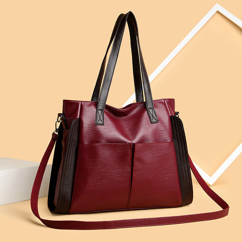 [W-Bolso] Cuero De Alta Capacidad Cuero Suave, Bolsa Grande Para Mujeres