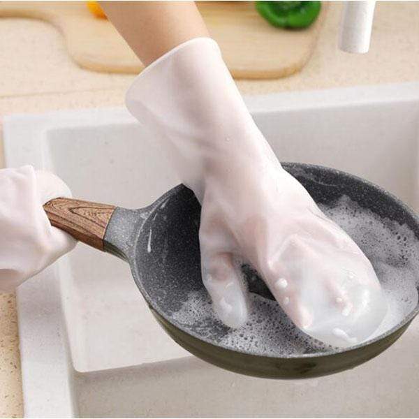 Guantes De Silicona Con Cepillo Para El Hogar-2 Pars