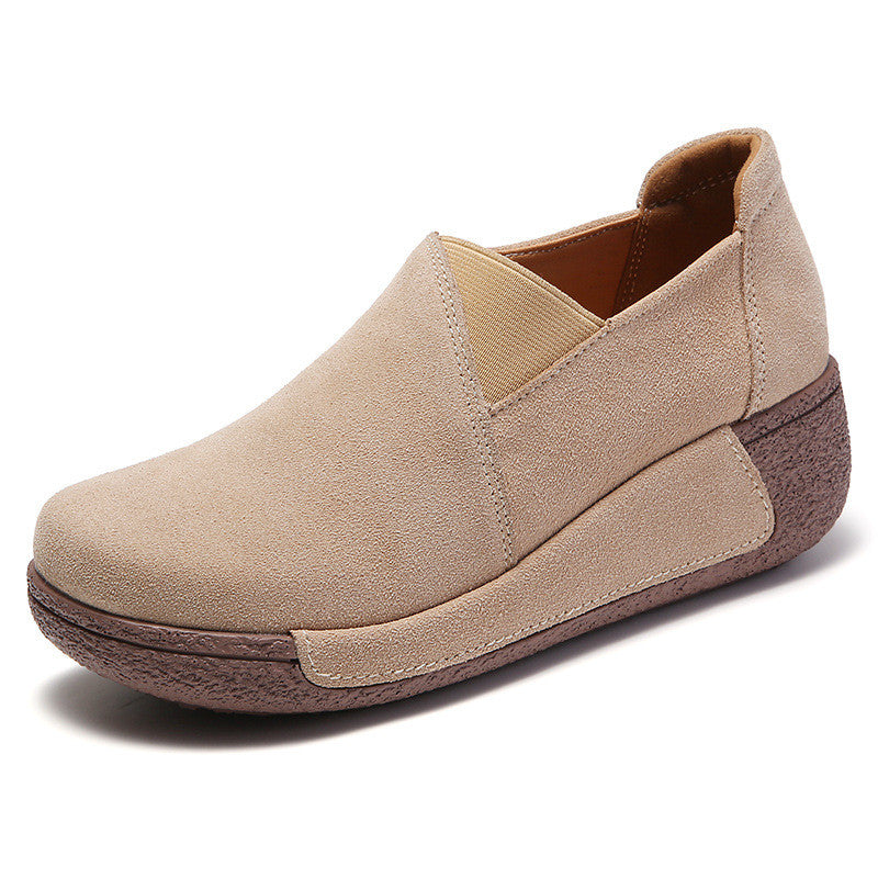[W-Zapato] Zapatos De Plataforma De Piel De Vaca