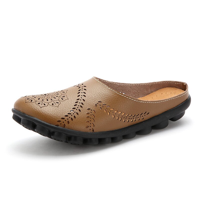 Sandalias De Soporte De Pie De Suela Suave De Cuero De Moda De Otoño