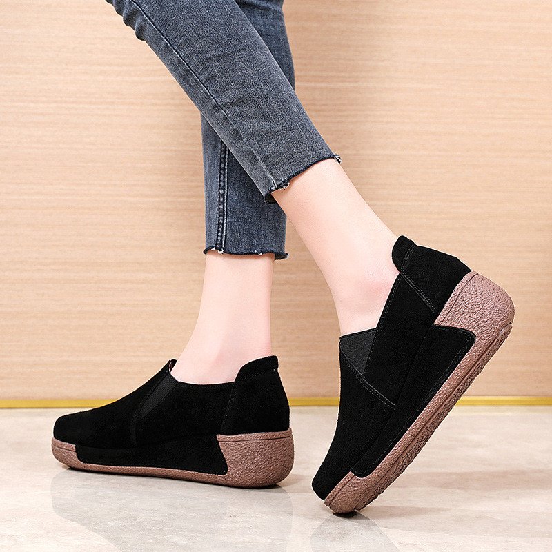[W-Zapato] Zapatos De Plataforma De Piel De Vaca