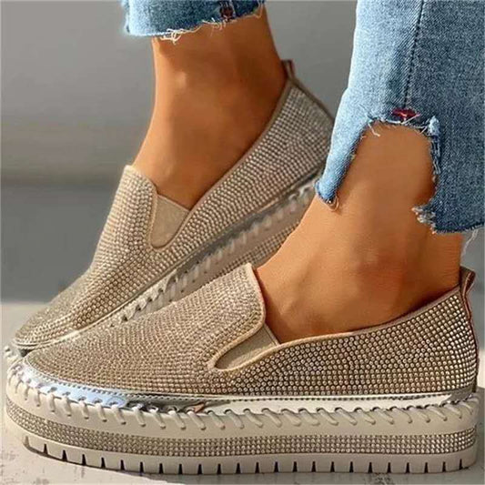 Zapatos informales de diamantes de imitación de moda para mujer