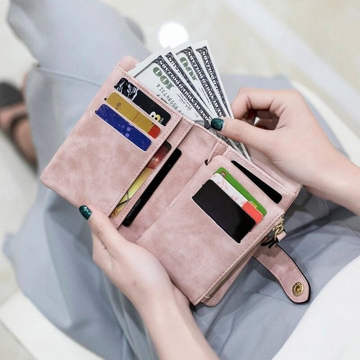 [W-Bolso] Cartera Pequeña De Piel Triple Para Mujer