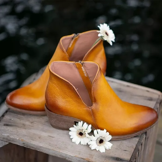 Botines Vintage Con Cremallera Lateral