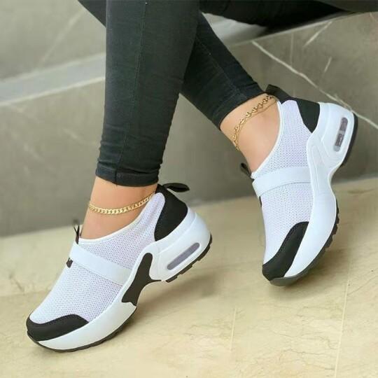 Zapatillas De Malla Con Punta Redonda Y Tacón Plano