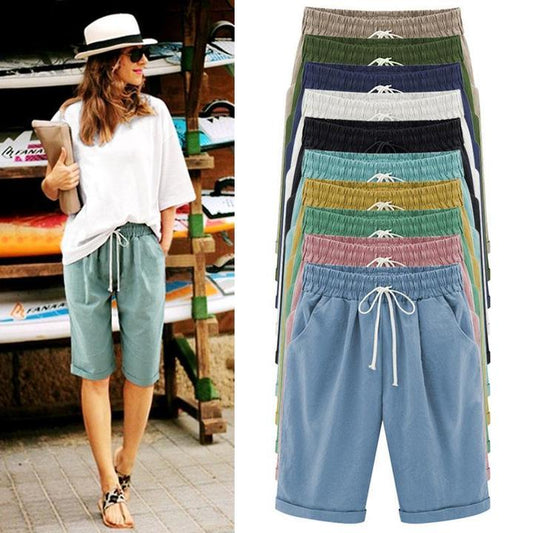 [W-Ropa] Pantalones Cortos Sueltos De Cintura Elástica De Moda Para Mujer