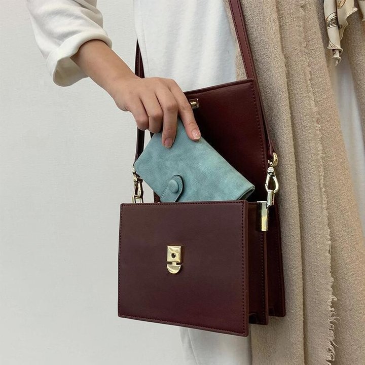 [W-Bolso] Cartera Pequeña De Piel Triple Para Mujer