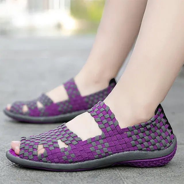 [W-Zapato] Zapatos Tejidos Huecos Elásticos
