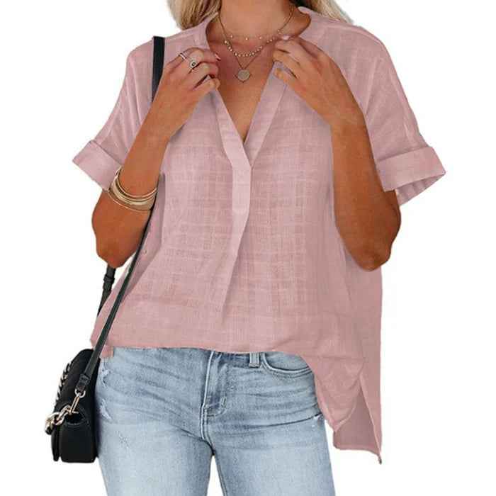 [W-Ropa] 🔥Camiseta De Verano Mujer Escote Pico Transpirable Y Cómoda