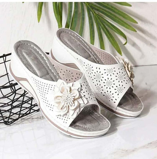 Verano 2021 flores de tacón alto sandalias casuales de moda al aire libre para mujer