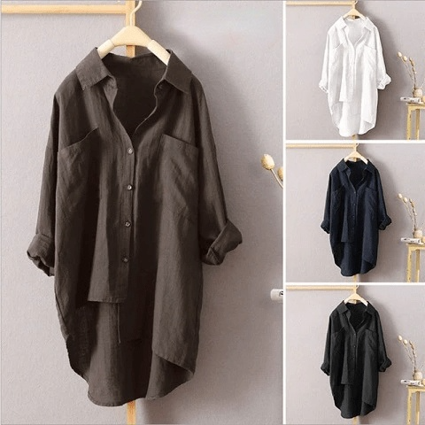 Camisa De Color Sólido De Estilo Casual, Nuevo Producto De Otoño, Rebeca Para Mujer, Doble Bolsillo, Manga Larga, Temperamento, Top