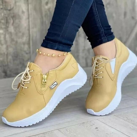 Zapatillas Informales Cómodas Con Cremallera De Color Sólido